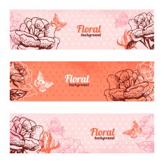 Banners with floral background N4