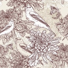 Flowers with bird illustration N2