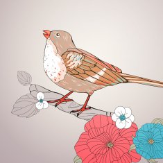 Vector Bird and Floral Elements N2
