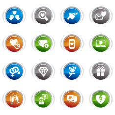 Glossy Buttons - Love and Dating icons