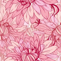 vector seamless pattern of abstract pink peony