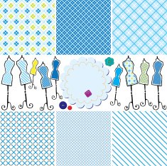 Set of Seamless checkered patterns and mannequins