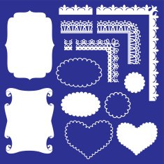 Frame Set - different frames and borders on blue background