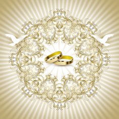 Vintage wedding invitation with rings