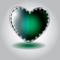 green heart shaped glass button