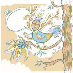 Tree and little bird with word bubble for your text N2