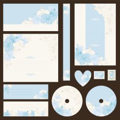 Set of wedding invitations with flowers background N2