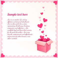 Pink greeting card with ornate box of hearts N2