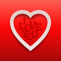 Paper Valentines heart and lettering - I Love You
