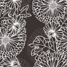 seamless pattern of the tender abstract flowers and leaves