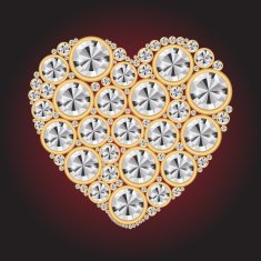 Vector shiny diamond heart on black background