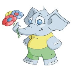 Elephant is giving flowers