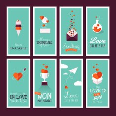 Set of modern flat design Valentines day greeting cards