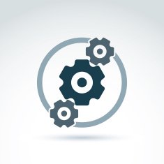 Gears and cogs system theme icon vector concept stylish symbol