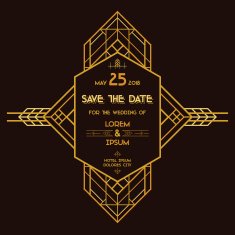 Wedding Invitation Card - Art Deco Vintage Style N9