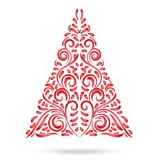 Stylized red christmas tree