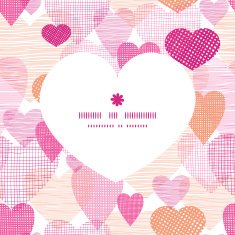 Vector textured fabric hearts heart silhouette pattern frame N24