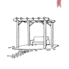 Wooden pergola vector illustration