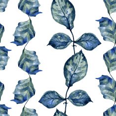 seamless pattern with blue leaves N3
