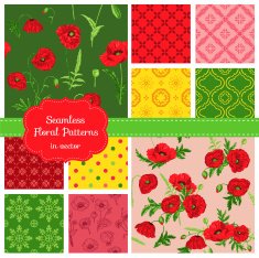 Floral Seamless Patterns - Poppy Theme