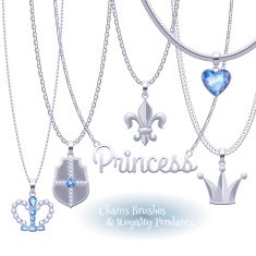 Set of silver chains with royal symbols pendants
