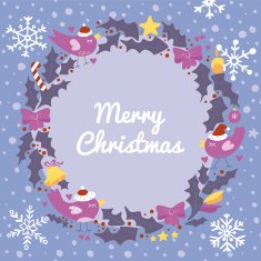 Christmas wreath with birds N5