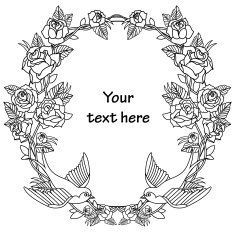 Old school frame with roses and birds N7