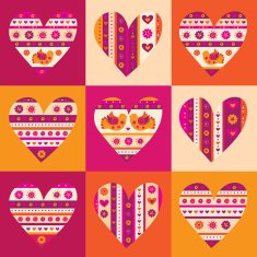 Valentines Day Hearts Mothers day Vector illustration
