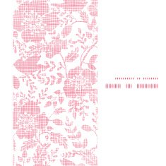 Pink textile birds and flowers vertical frame seamless pattern background