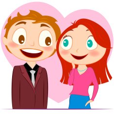 Love at first sight cartoon couple N2
