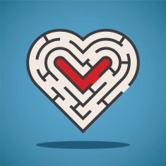 Vector heart shape maze concept N2