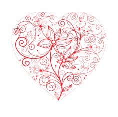 stylized heart with floral elements
