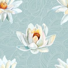 vector watercolor lotus seamless pattern