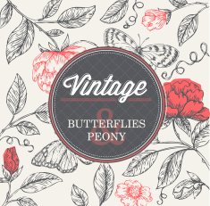 Peony And Butterflies Template N2