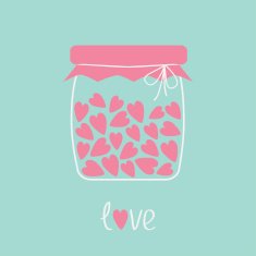 Love bottle jar with pink hearts inside Card