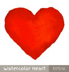 Red watercolor heart N7