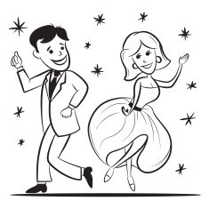 Couple Dancing - Retro Cartoon