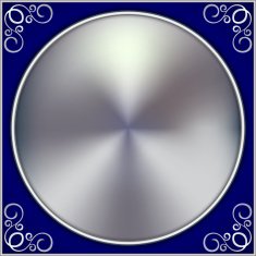 Vector abstract silver circle on blue background with ornament