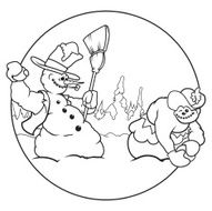 Snow Couple Snowball Fight B W