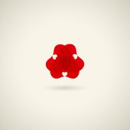 abstract red heart style floral icon