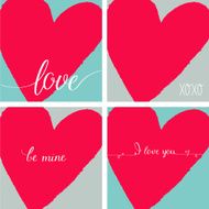 Hearts with handwritten lettering