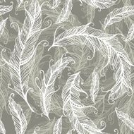 Feather seamless background Hand drawn illustration N2