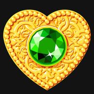 Golden Heart With A Green Gemstone