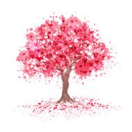 Cherry blossom tree in abstraction style
