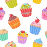 Cute seamless pattern with muffins and cupcakes N2
