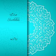 Turquoise elegant invitation with floral ornament