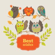 Greeting card with owls