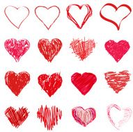 Grunge sketch hearts set