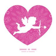 Vector pink abstract flowers texture shooting cupid silhouette frame pattern N2