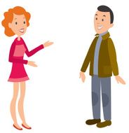 Woman talking to a man Happy faces N4